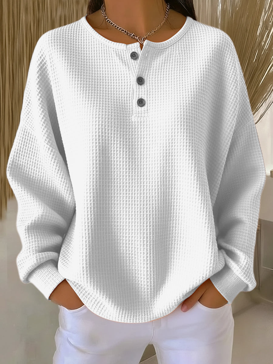 Lunara™ – Miękki Sweter z Fakturą Waffle