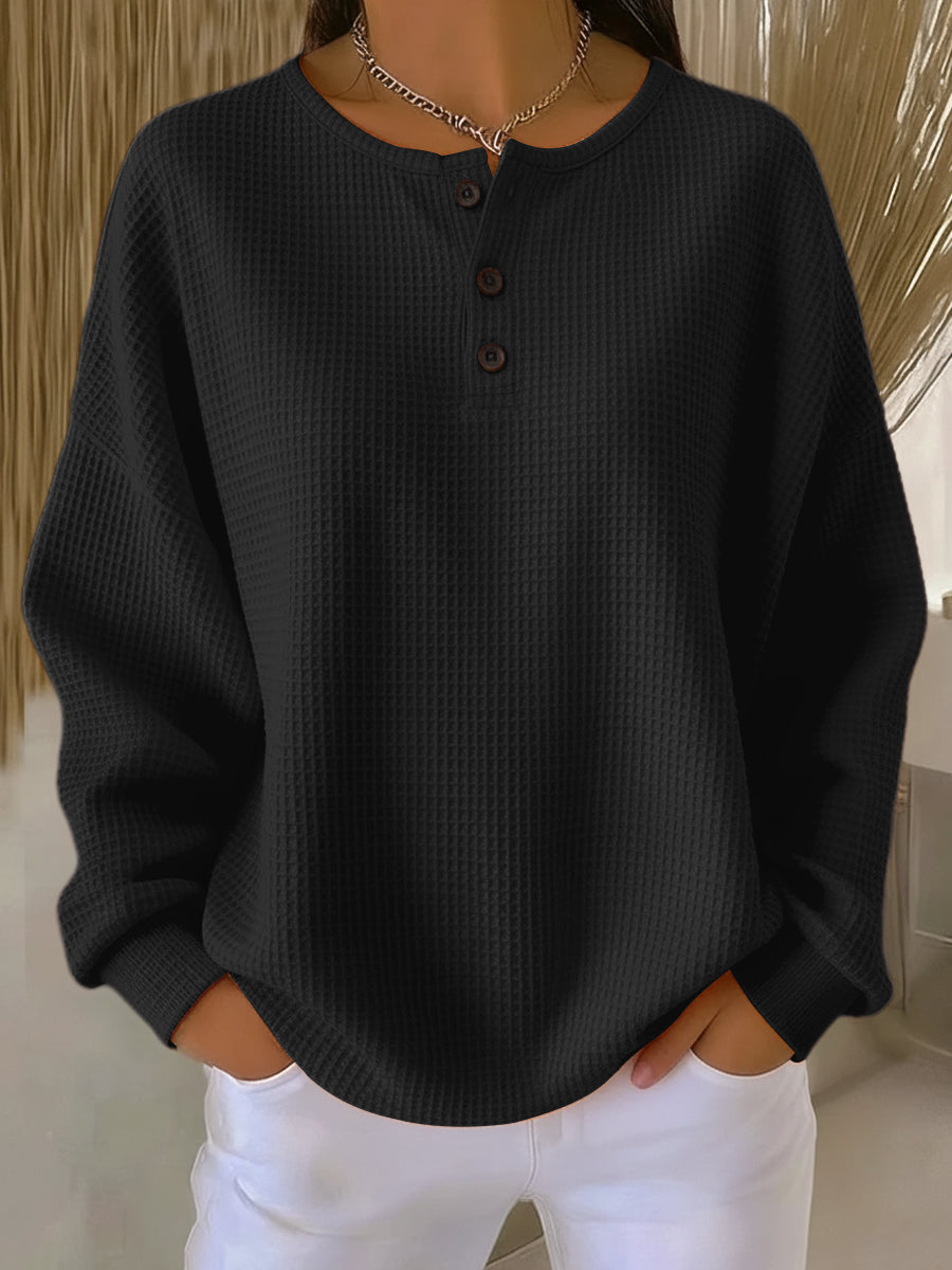 Lunara™ – Miękki Sweter z Fakturą Waffle