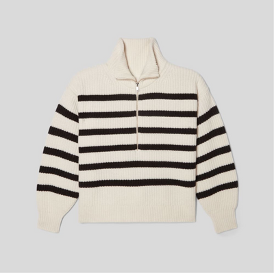 Sweter w paski z półzamkiem – casual i modny