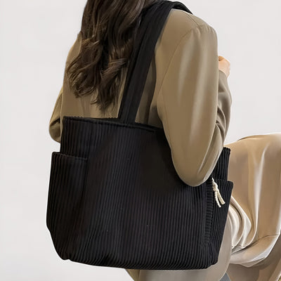 Ewa™ |  Prążkowana torba typu shopper