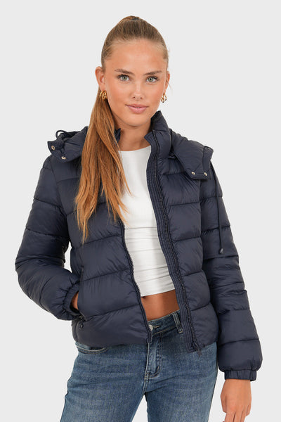 Pikowana kurtka puffer – granatowa