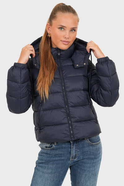 Pikowana kurtka puffer – granatowa