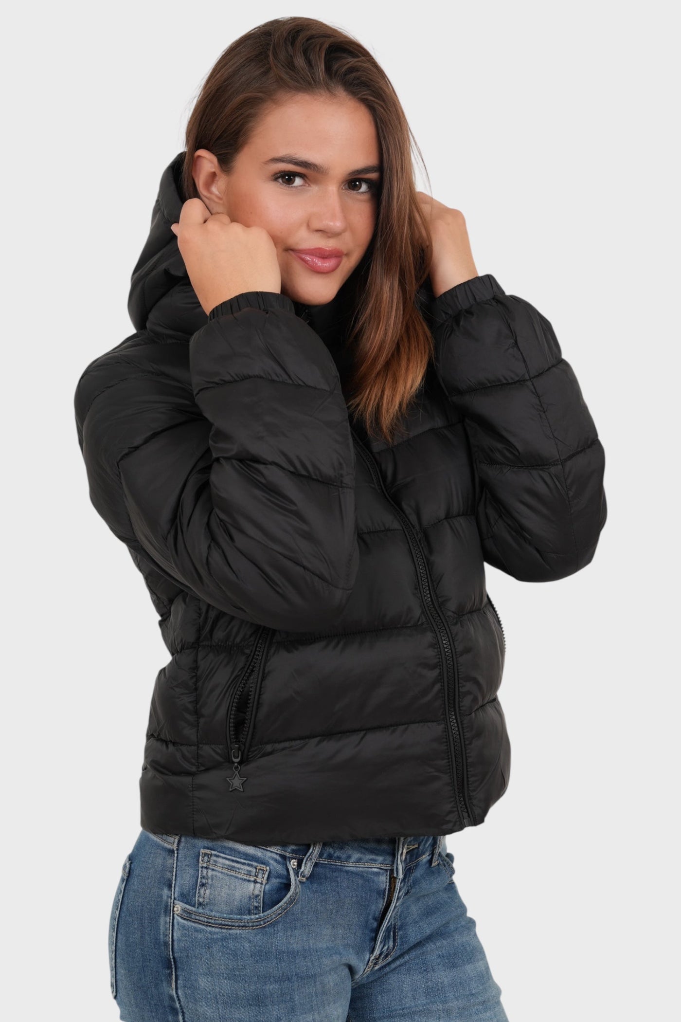 Pikowana kurtka puffer – czarna