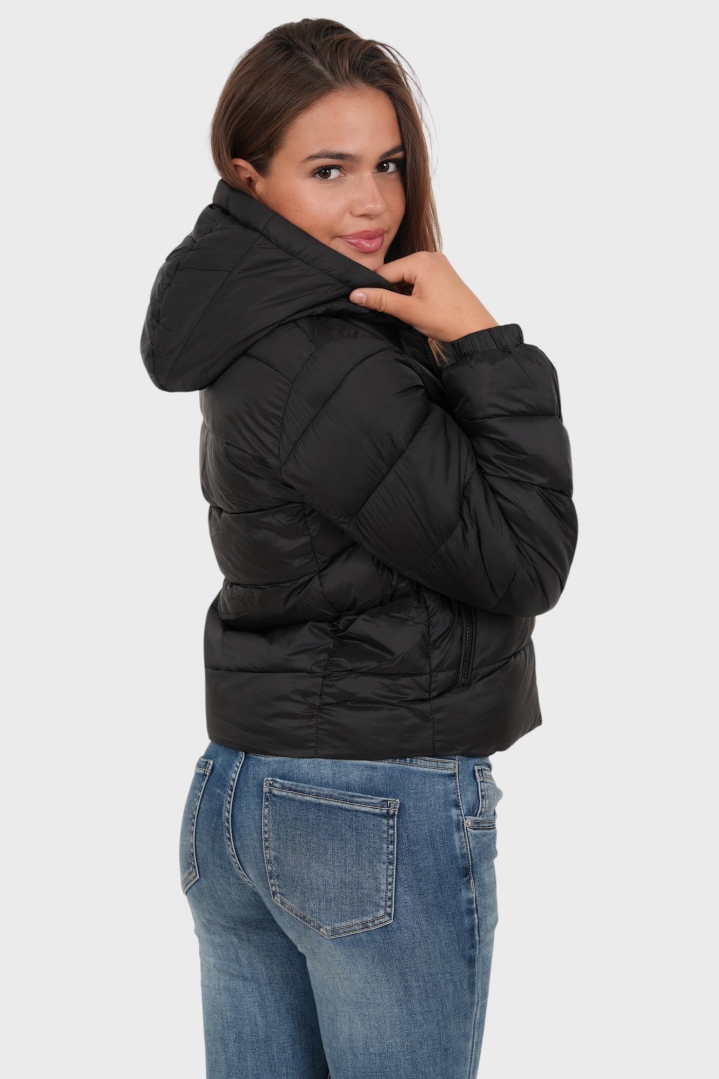 Pikowana kurtka puffer – czarna