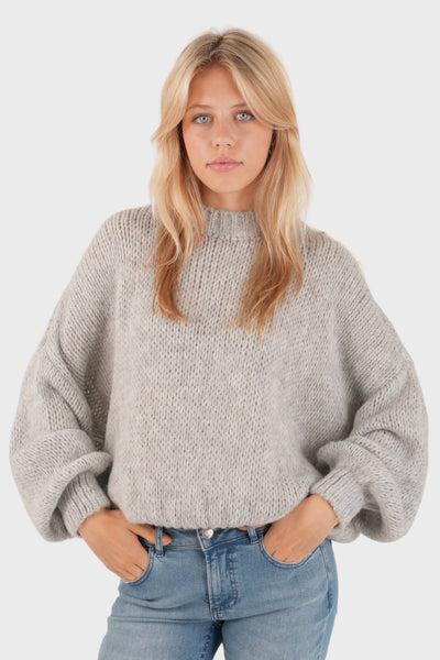 Oversize Sweter Dziergany – Szary