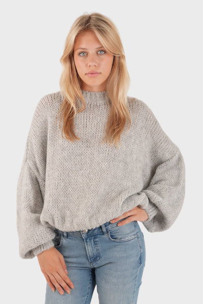 Oversize Sweter Dziergany – Szary