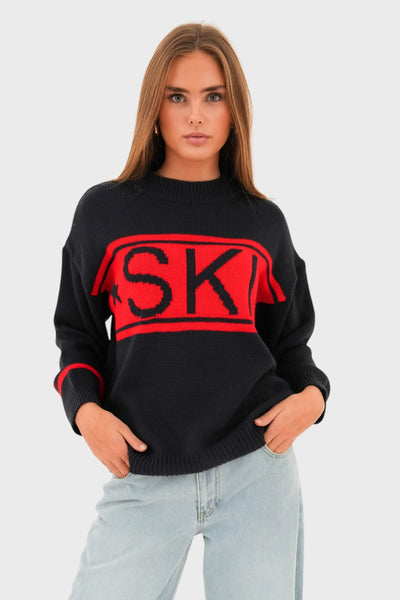 Granatowy sweter SKI – sportowy i przytulny