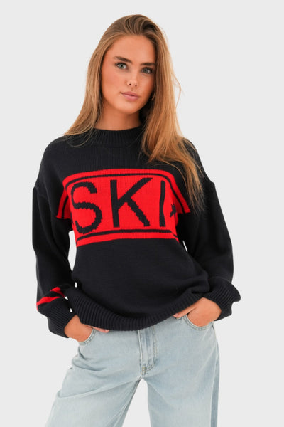 Granatowy sweter SKI – sportowy i przytulny